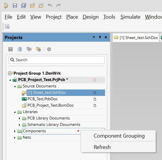 Right Clicking Sch Editor - Projects Components